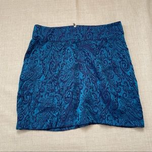 UO Silence + Noise Blue Paisley Iridescent Mini Skirt